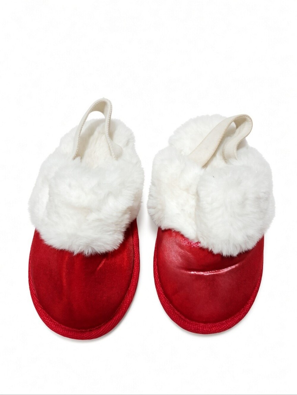 Cozy Red Kids Faux-Fur Clog Slippers with Back Strap